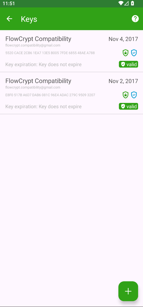 android showcase account keys