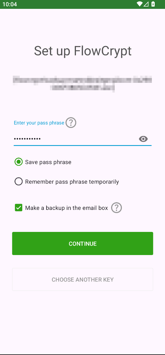 android showcase import key