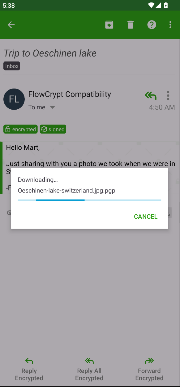 android showcase open message downloading state