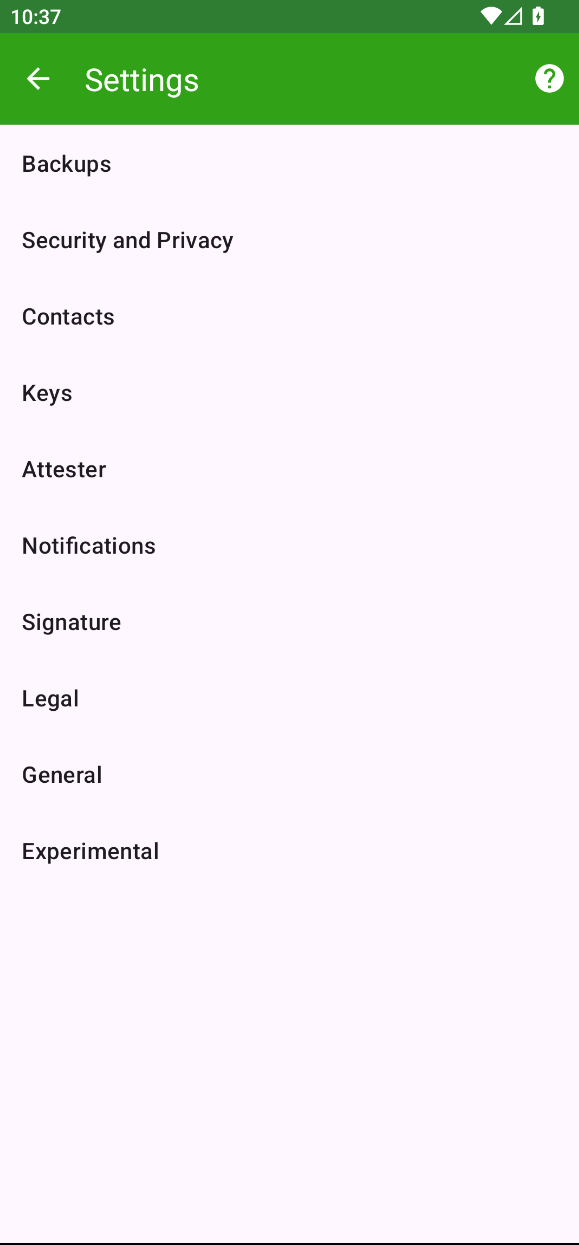 android showcase settings