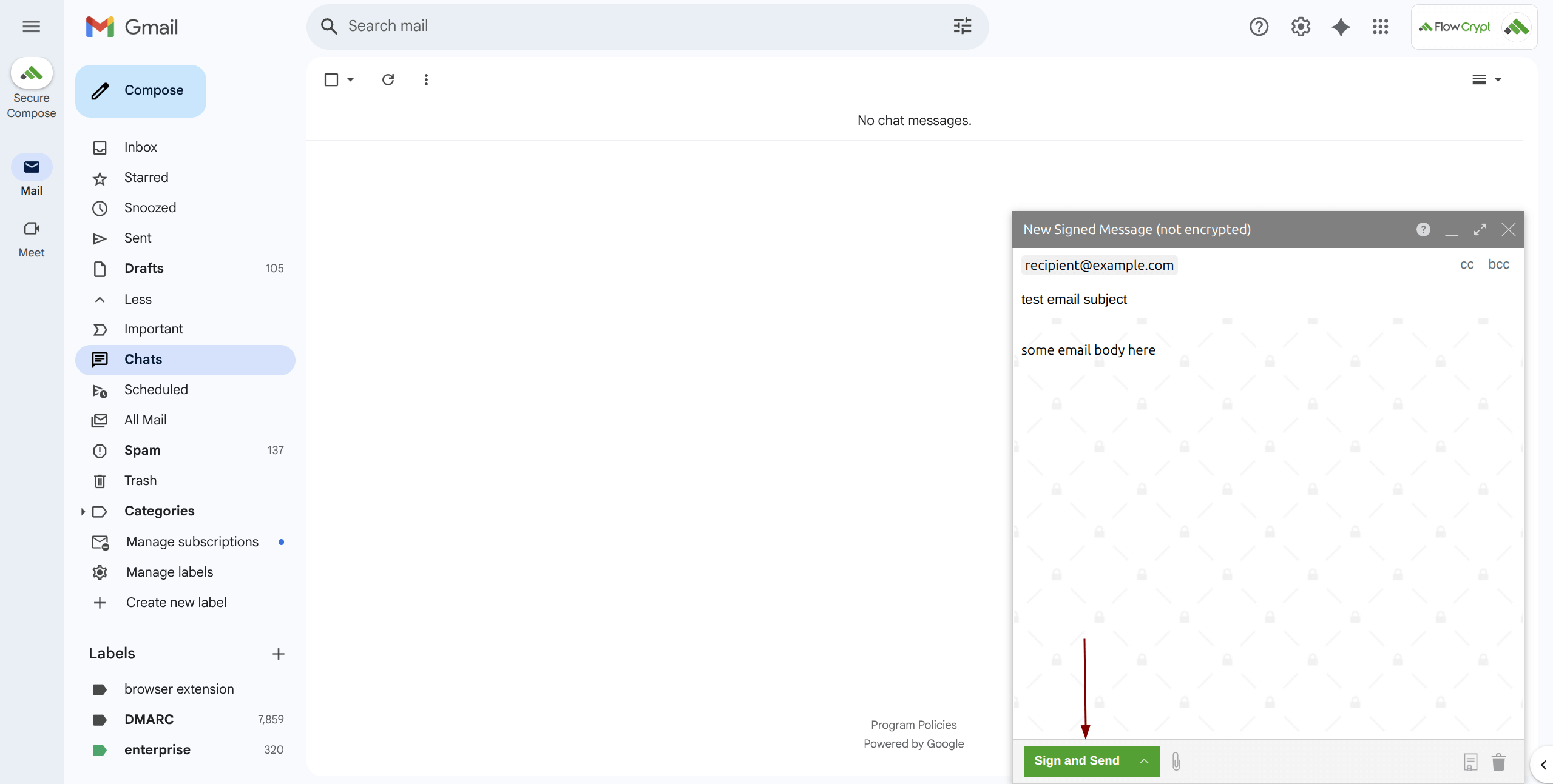 browser compose signed email signedonlycompleted