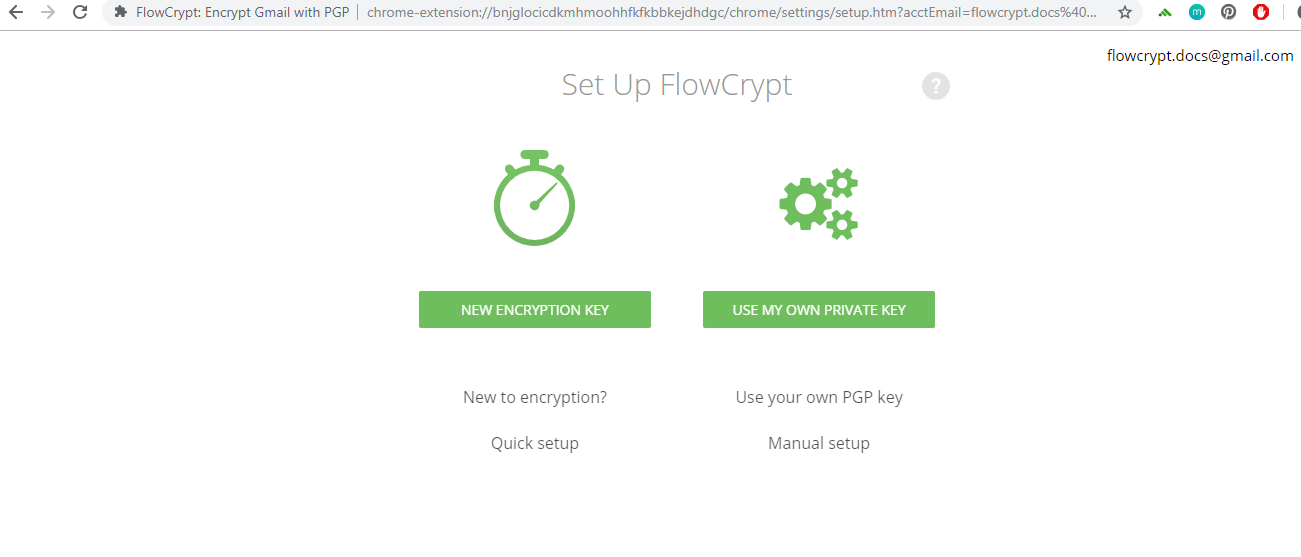 browser settingup setupflowcryptnewencryptionkey