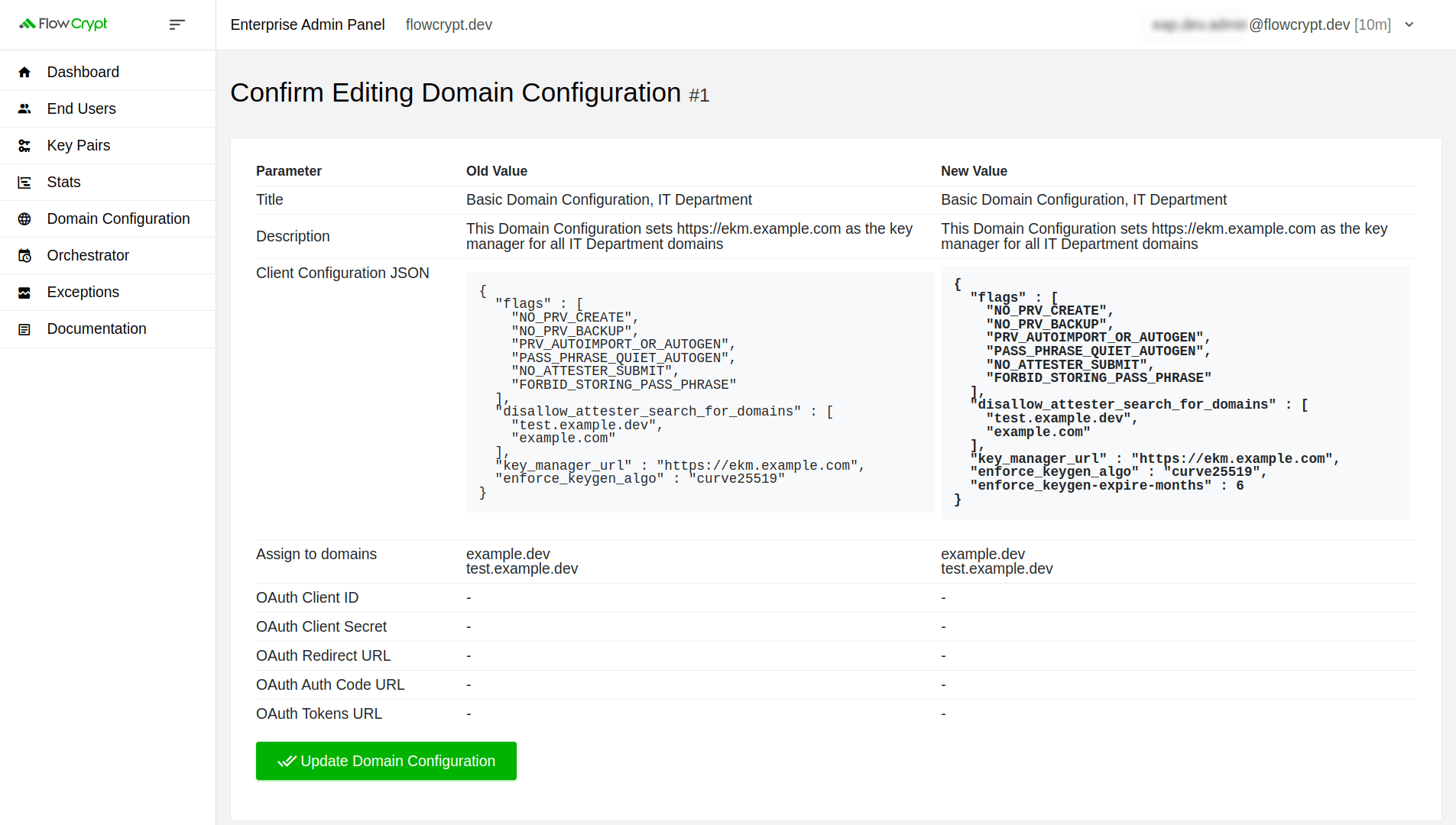 enterprise domain configuration manage edit confirm editing domain configuration