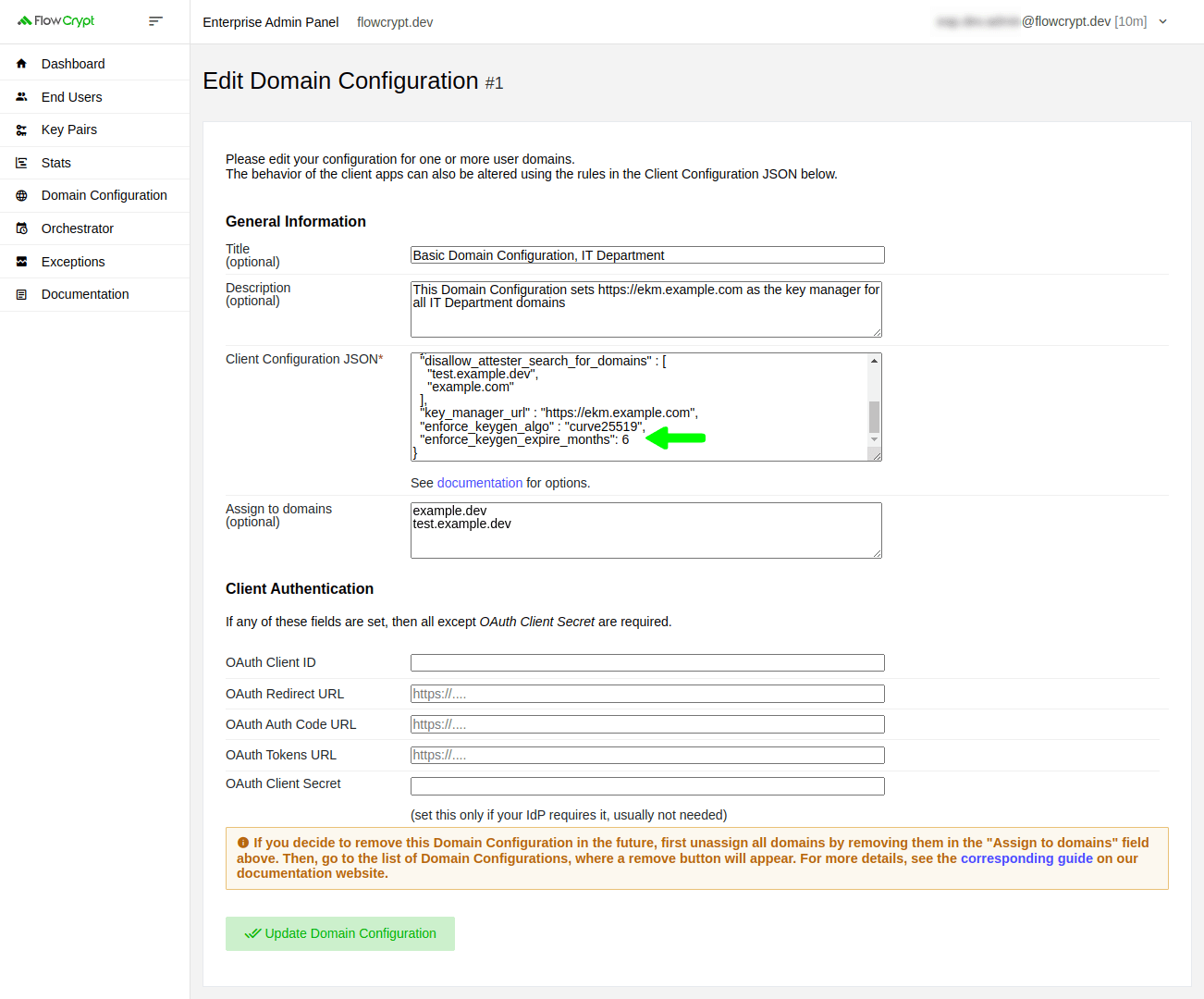 enterprise domain configuration manage edit edit domain configuration