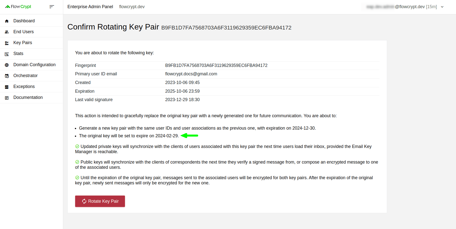 enterprise eap usage key pairs manage keys details key rotation how to rotate a key confirm rotating key pair