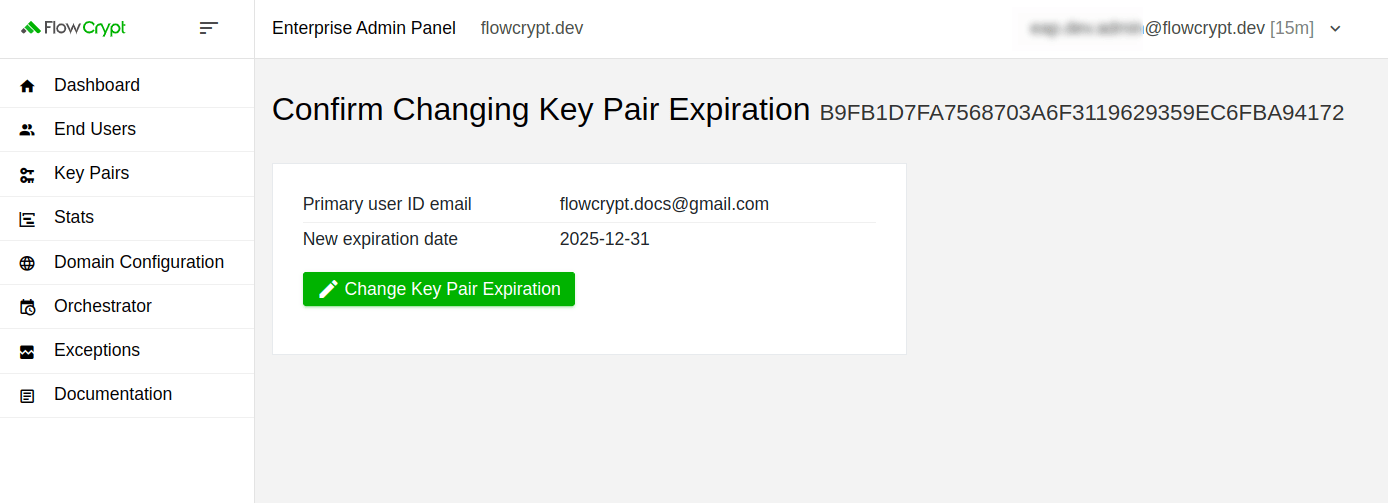enterprise eap usage key pairs manage keys details manage key expiration confirm changing key expiration