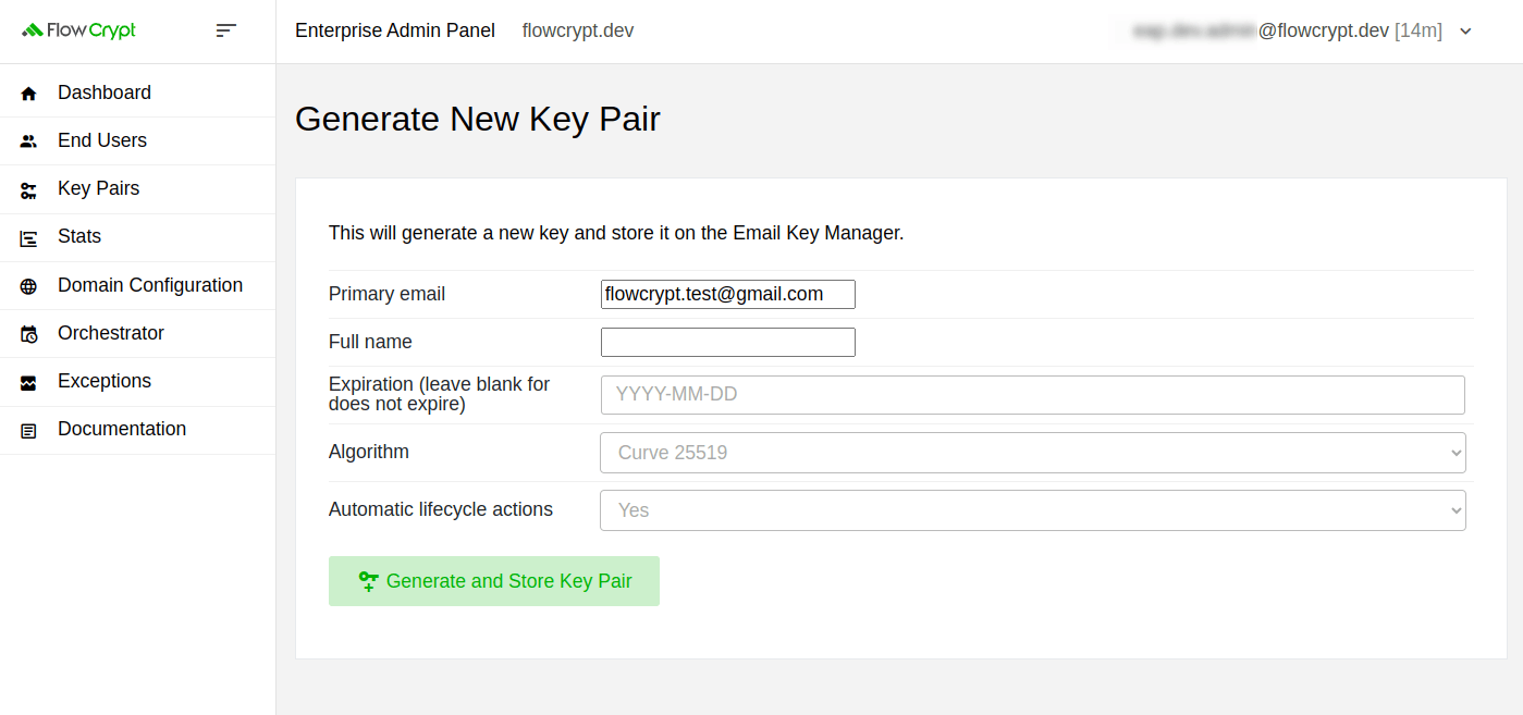 enterprise eap usage key pairs manage keys generate key pair generate and store key pair for user
