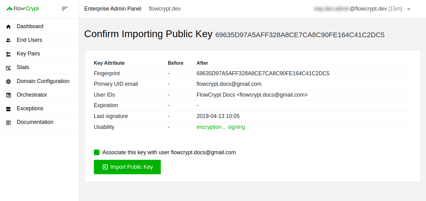 enterprise eap usage key pairs public key import confirm importing public key