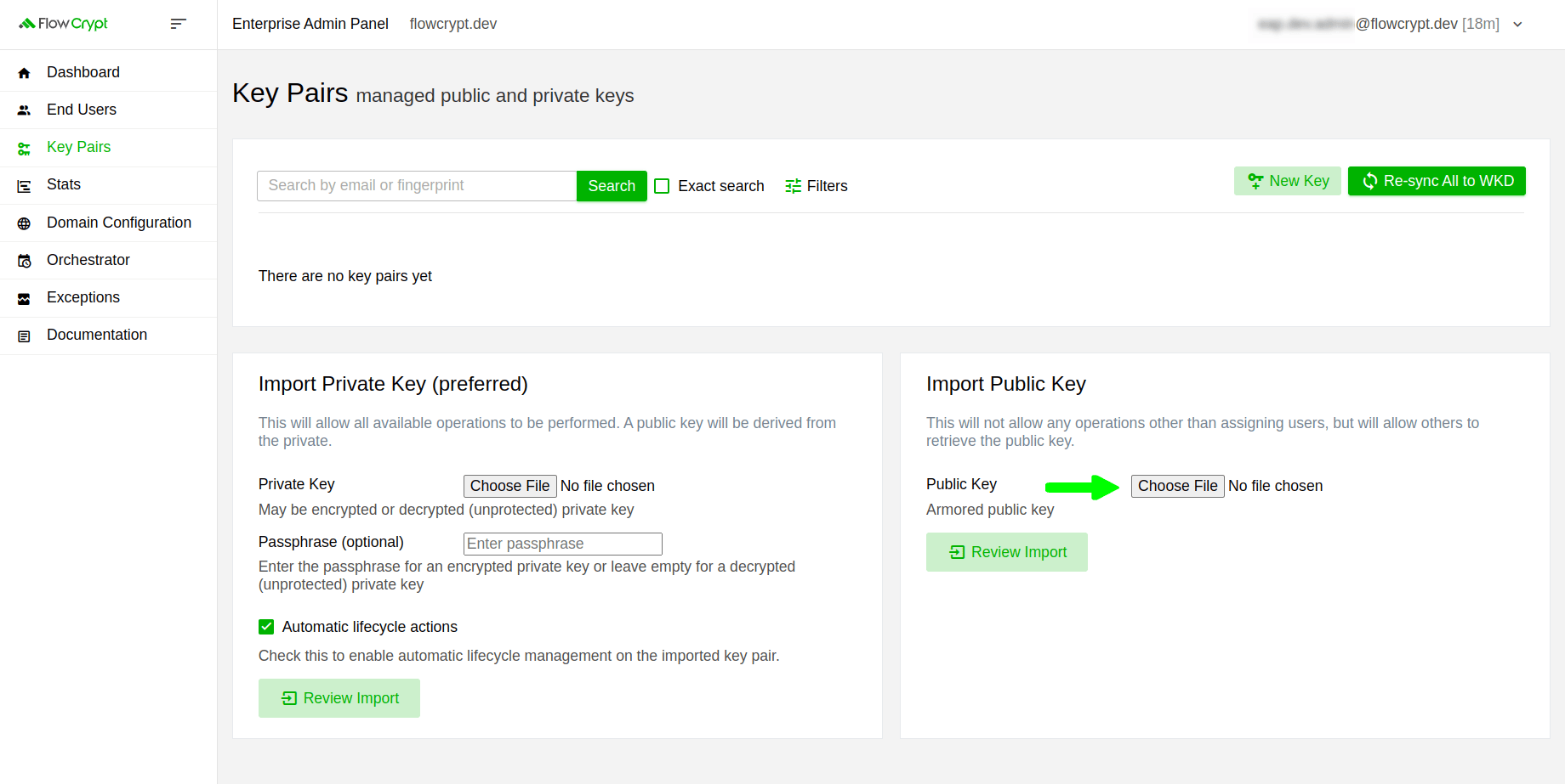 enterprise eap usage key pairs public key import import public key