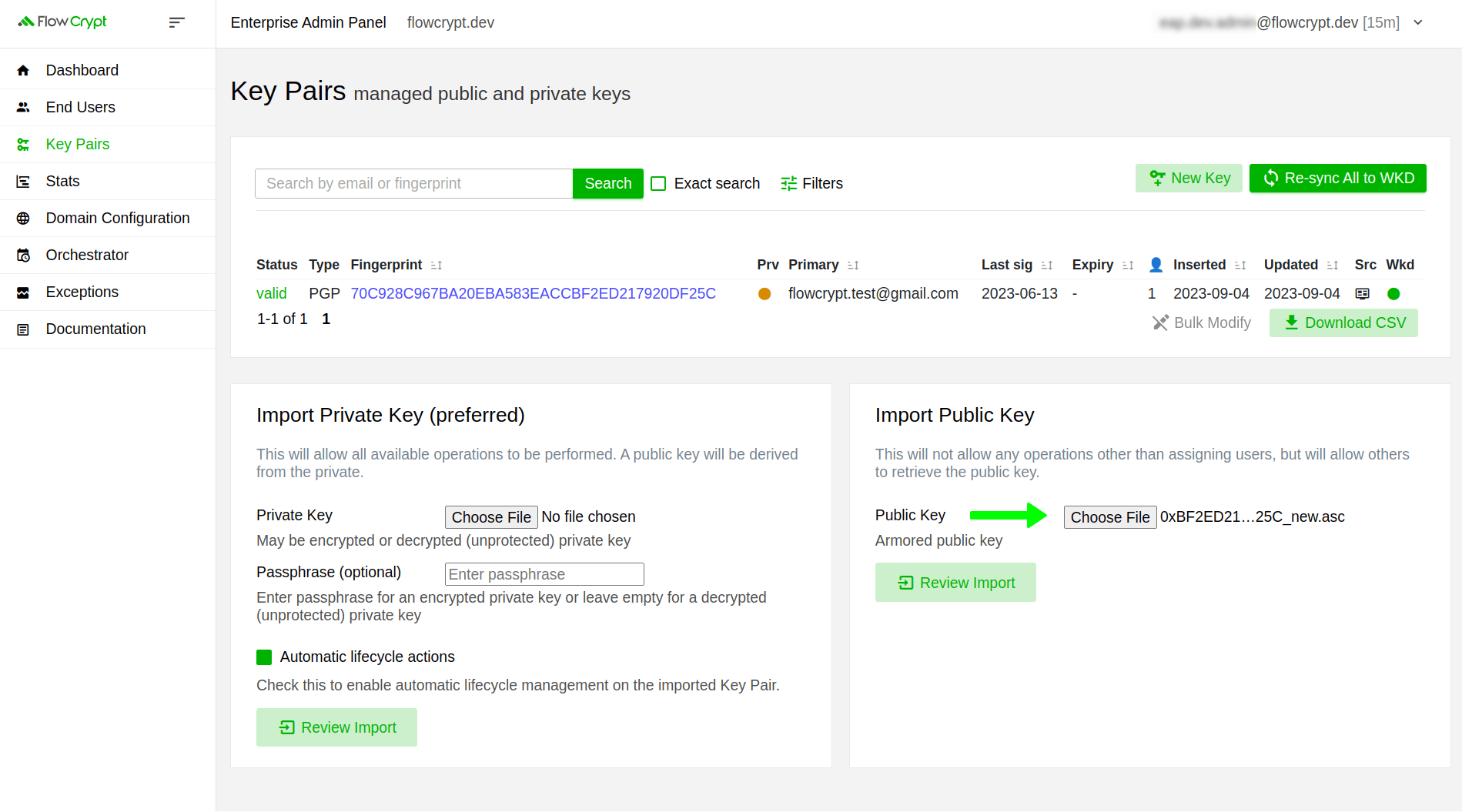 enterprise eap usage key pairs public key update import updated public key