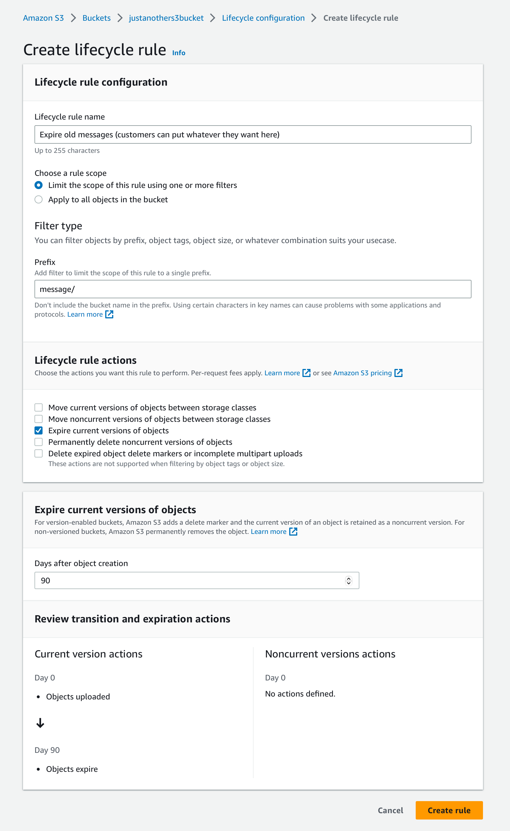 enterprise technical configurations storage s3 bucket configuration lifecycle