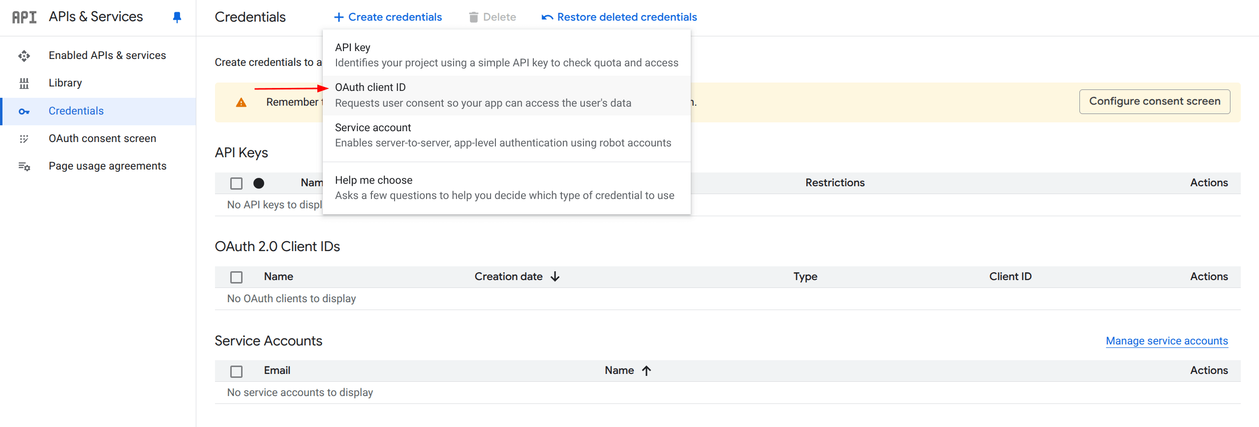 google cloud console 5 oauth id