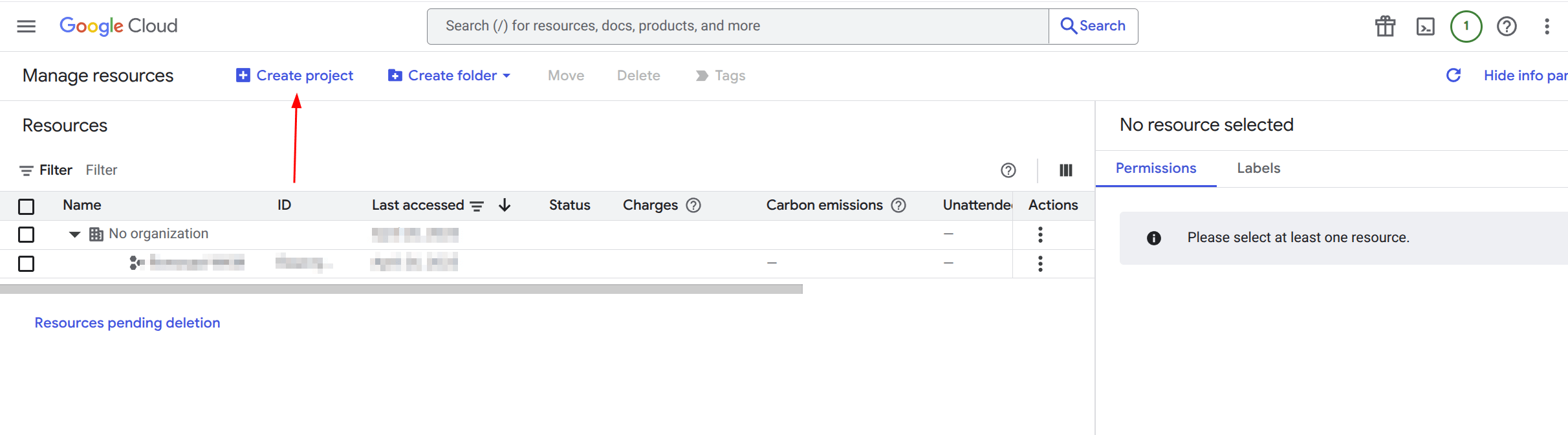 google cloud console cloud resource manager cloud console create project